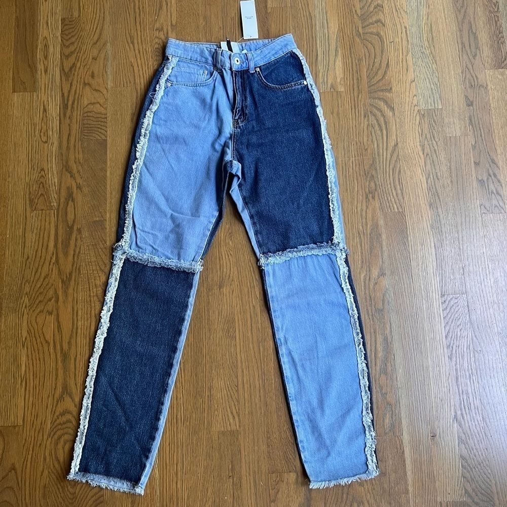 Nwt The Ragged Priest Mom Jeans In Quarter Panel Denim Patchwork 26 — image 7 of 8